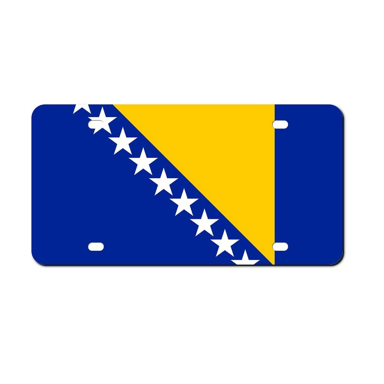 Nummernschild Bosnien und Herzegowina Flagge Nummernschild Rahmen vorne Aluminium Metall Nummernschild Auto Anhänger Dekorative Neuheit Nummernschild Abdeckung Rahmen 15,2 x 30,5 cm von Higoss