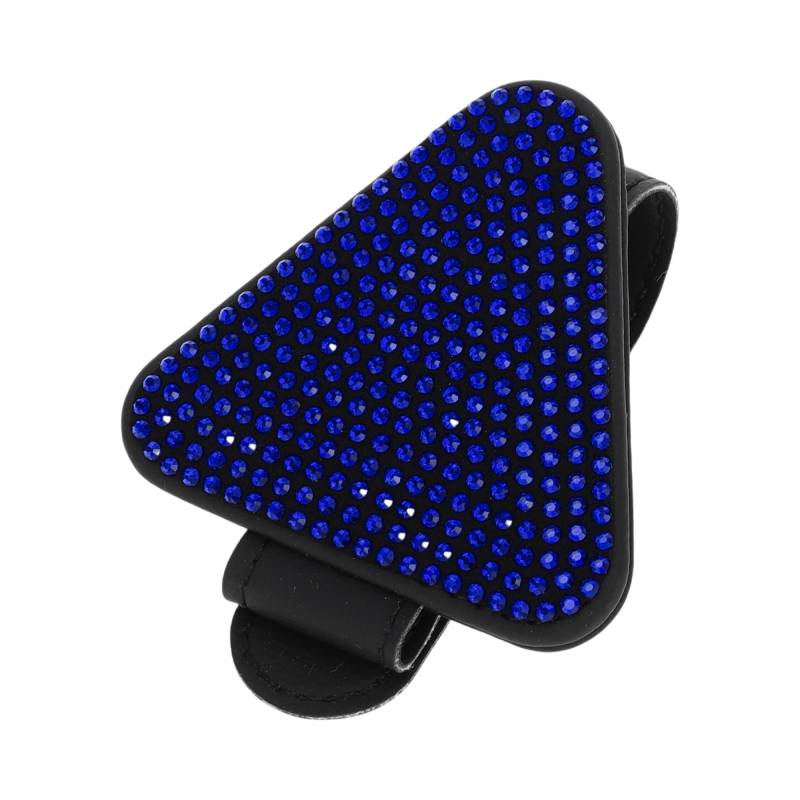 Hihaha Auto-Sonnenblende Sonnenbrillenhalter Dreiecksform Magnetisch für Auto SUV LKW/Strapazierfähiger Sonnenblenden-Organizer aus PU-Leder / 1 Stück Blau Faux Diamond von Hihaha