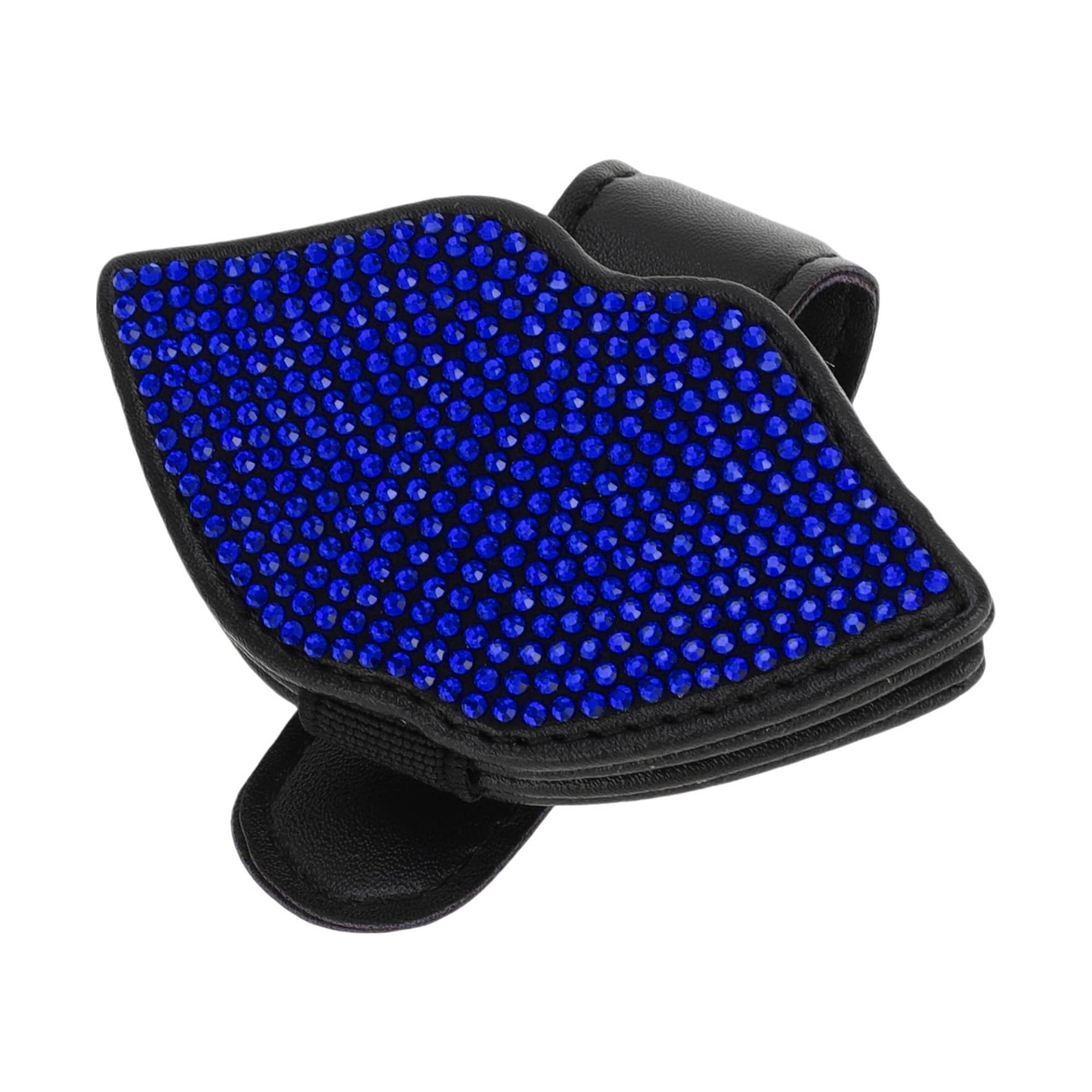 Hihaha Auto-Sonnenblende Sonnenbrillenhalter Modisch Magnetisch für Auto SUV LKW/Strapazierfähiger Visier-Organizer aus PU-Leder / 1 Stück Blau Kunst-Diamant von Hihaha