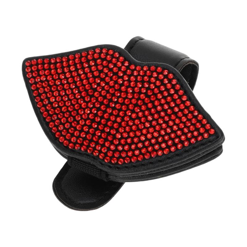 Hihaha Auto-Sonnenblende Sonnenbrillenhalter Modisch Magnetisch für Auto SUV LKW/Strapazierfähiger Visier-Organizer aus PU-Leder / 1 Stück Rot Faux Diamant von Hihaha