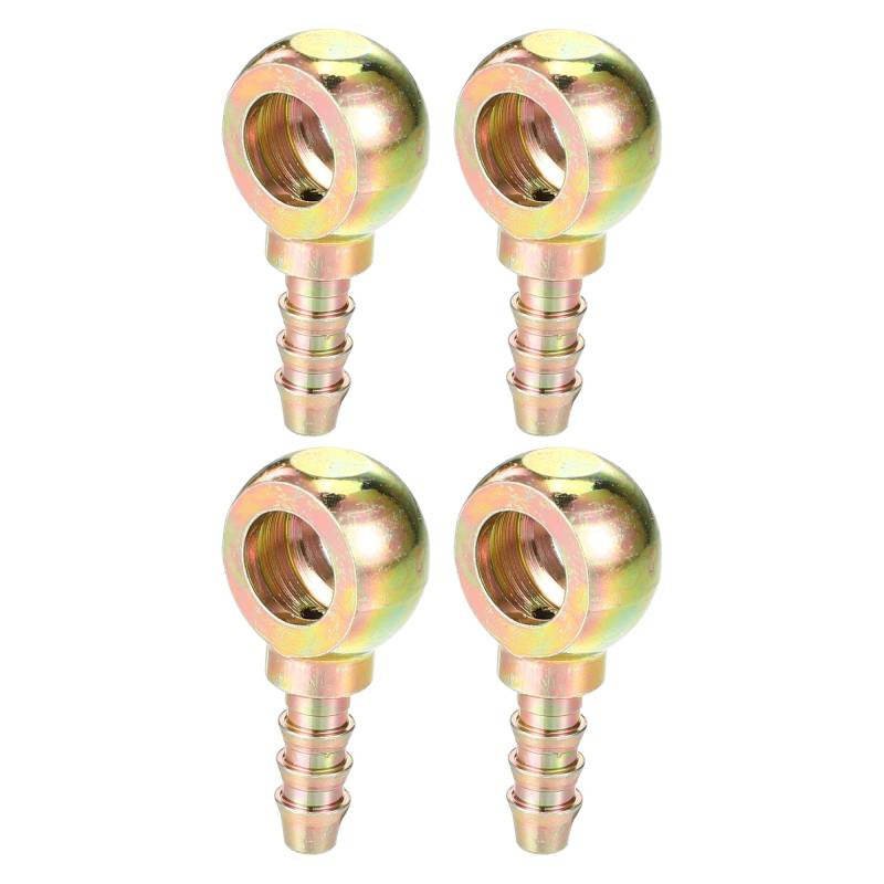 Hihaha Banjo-Bolzen Schlauchstutzenadapter/Innenbremskraftstoffleitung Adapter für Auto Motorrad/Langlebiges Metall 8mm ID 6mm OD / 4 Stück Bronze Ton von Hihaha