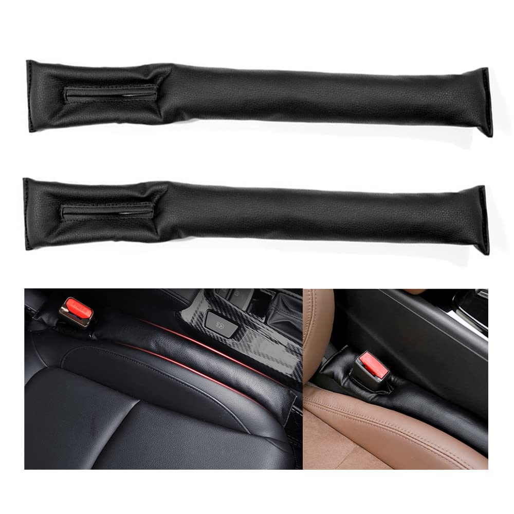 Antidrop Autositz Lückenfüller Stoff, Hillylolly 2 Stücke Sitzlückenfüller fürs Auto, Kunstleder Autositz-Lückenfüller, Autositz Lückenfüller, Schwarz, 46 * 7CM, fürs Auto, PKW, SUV, LKW von Hillylolly