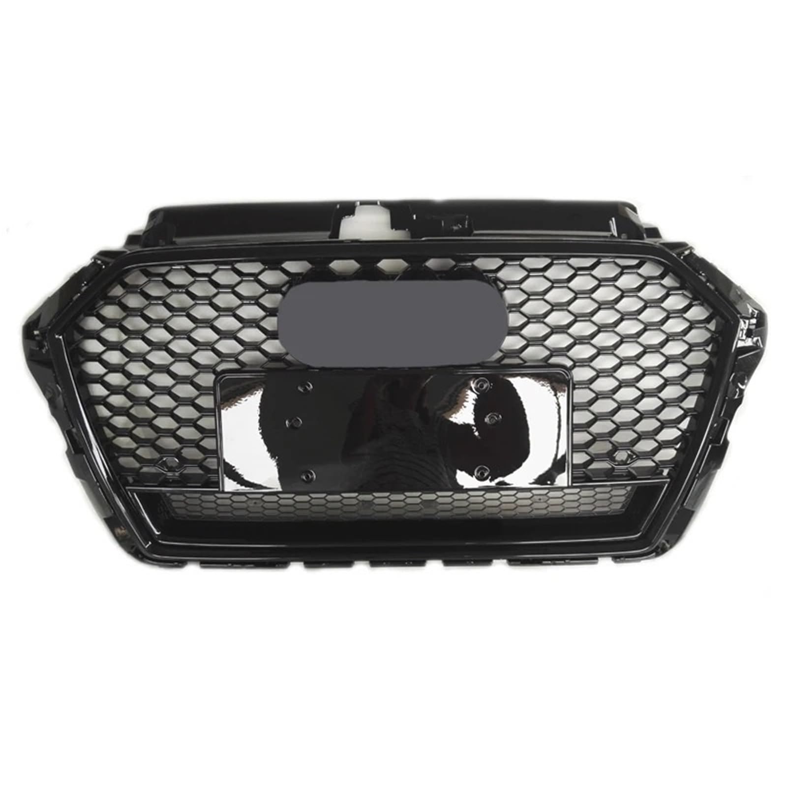 Sport Frontgrill Für A3 S3 Für Sline 8V 2017-2019 Auto Styling Zubehör RS3 Für Quattr Für Stil Vorne Sport Waben Haube Grill Glanz Schwarz Sport Kühlergrill(Black Emblem) von Himwqfuh