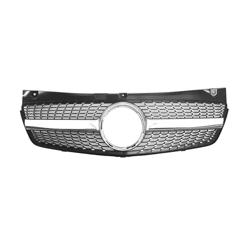 Sport Frontgrill Für Benz W639 Für Viano Für Vito 2011 2012 2013 2014 Für ABS Grills Frontschürze Grille Haube Tuning Racing Grill Sport Kühlergrill(Silver) von Himwqfuh