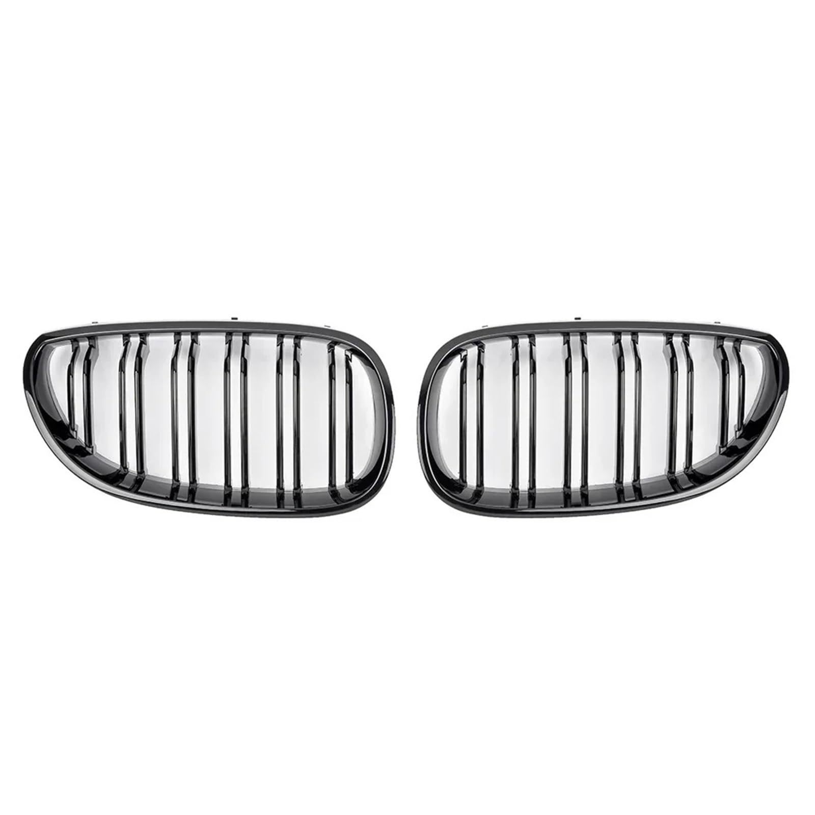 Sport Frontgrill Für E60 E61 5 Für Serie 2003-2009 Glanz Schwarz Auto Doppel Lamellen Auto Front Stoßstange Grille Niere Racing Grill Gitter Sport Kühlergrill(Glossy Black) von Himwqfuh