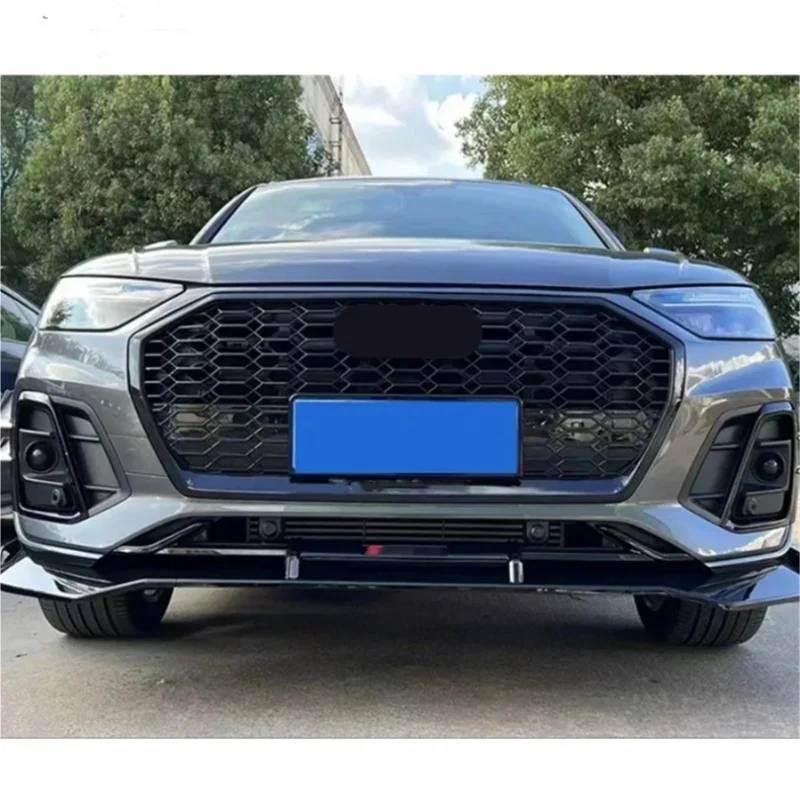 Sport Frontgrill Für Q5 SQ5 2021-2022 Autoteile RSQ5 Style Front Sports Hexagonal Mesh Honeycomb Cover Black Grill Sport Kühlergrill(Black Emblem) von Himwqfuh