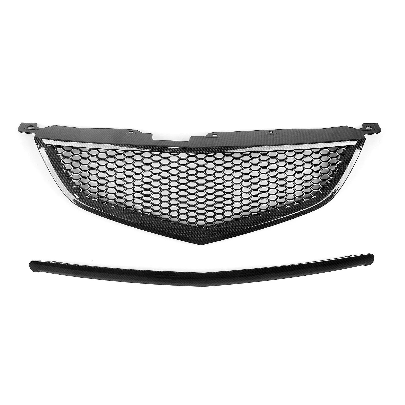 Sport Frontgrill Für TL 2004–2006 Karbonfaser-Look Glänzend Mattschwarz Waben-Stil Obere Stoßstange Haube Netz-Frontgrill Renngrill Sport Kühlergrill(Carbon Fiber Look) von Himwqfuh