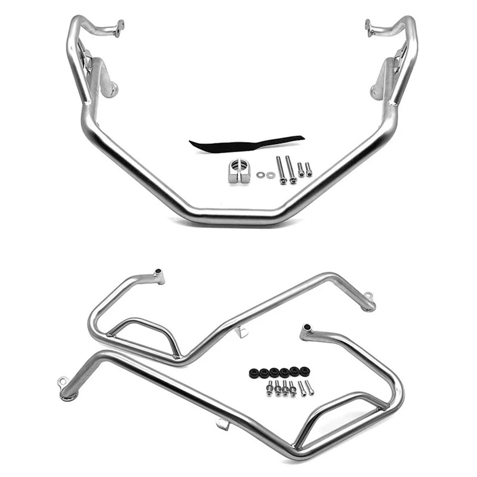 Sturzbügel Für XADV750 Für X-ADV 750 2021-2023 2024 Motorrad Edelstahl Stoßfänger Rahmen Schutz Motor Schutz Autobahn Crash Bar Motorschutzbügel(Silver-1 Set) von Himwqfuh