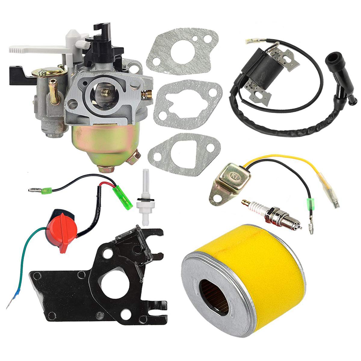 Hippotech Vergaser GX160 mit Zündspule 30500-ZE1-033 für Honda GX200 GX140 GX168 5 PS Motor WP30X Wasserpumpe ersetzt 16100-ZH8-W61 von Hippotech