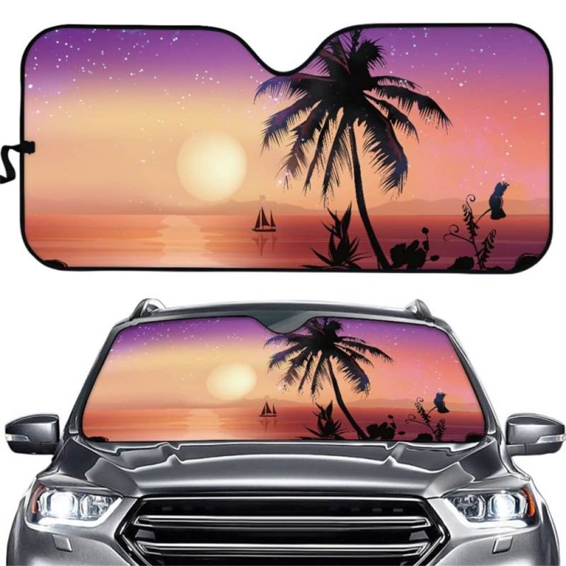 Hixingo Auto Frontscheibe, Funny 3D Strand Hülse Motiv Sonnenschutz für Windschutzscheibe, Frontscheibenabdeckung, Faltbares Design Auto Sonnenschutz, UV-Schutz, für meisten Autos (J) von Hixingo