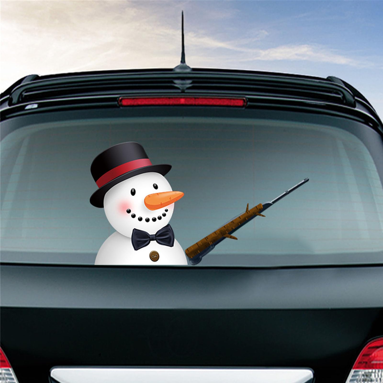 Hixingo Weihnachten Heckscheibenaufkleber Auto, Lustiger Schneemann Weihnachtsmann Heckwischer Aufkleber Dekoration Scheibenwischer Heckscheiben Aufkleber Wischeraufkleber Tags (Schnee) von Hixingo