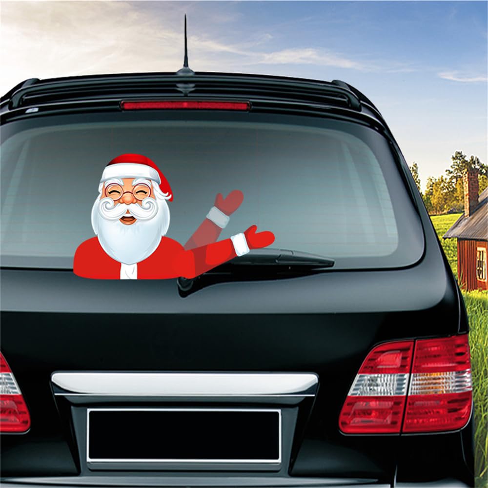 Hixingo Weihnachten Heckscheibenaufkleber Auto, Lustiger Weihnachtsmann Heckwischer Aufkleber Dekoration Scheibenwischer Heckscheiben Aufkleber Wischeraufkleber Feiertag Tags (Weihnachtsmann 2) von Hixingo