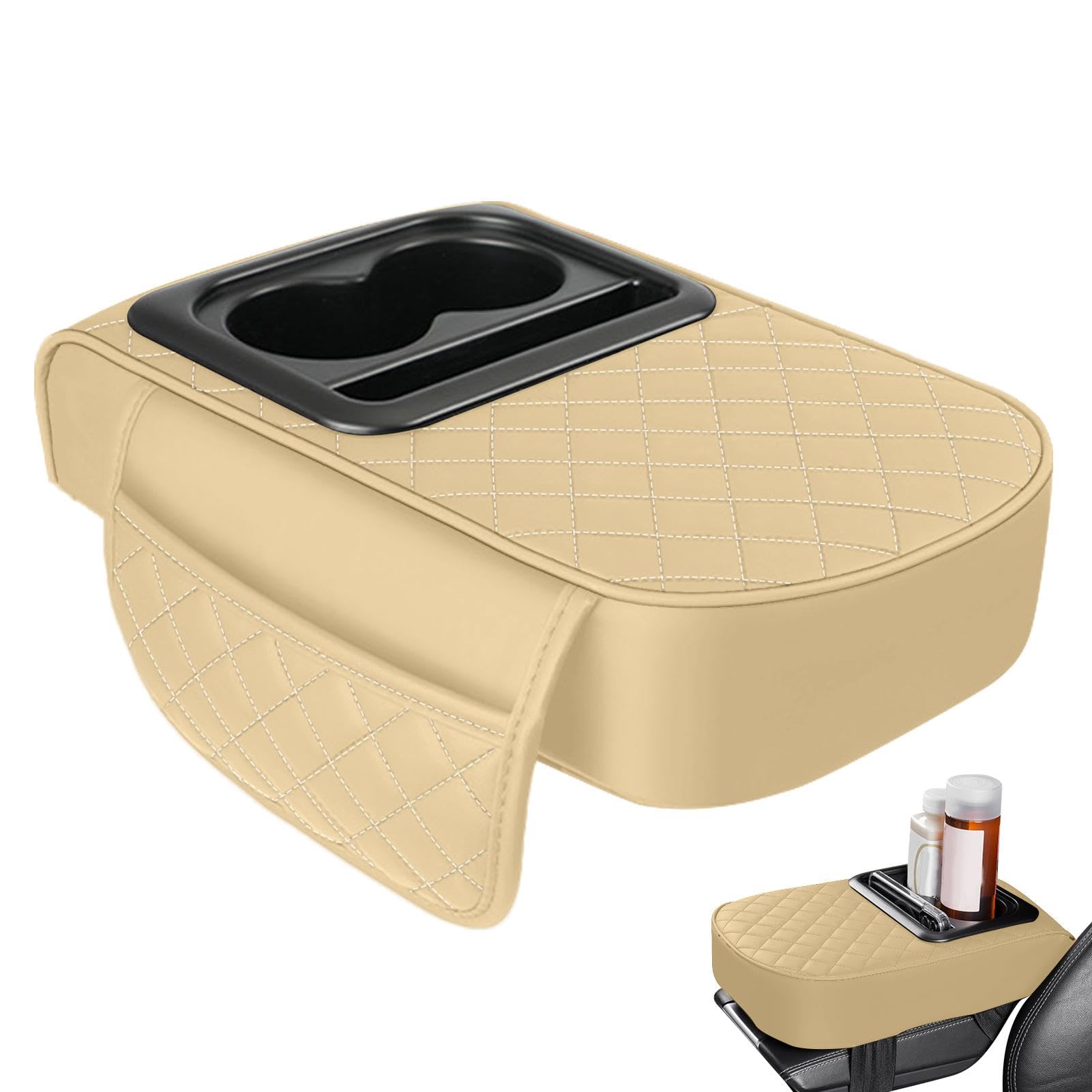 Car Center Console Cover, Center Console Armrest Box Pad, Car Center Console Heighten Cover, Car Armrest Cover Protector, Armrest Protector Built In Drink Holder,Easy To Use, Portable for SUV Truck von Hjatirace