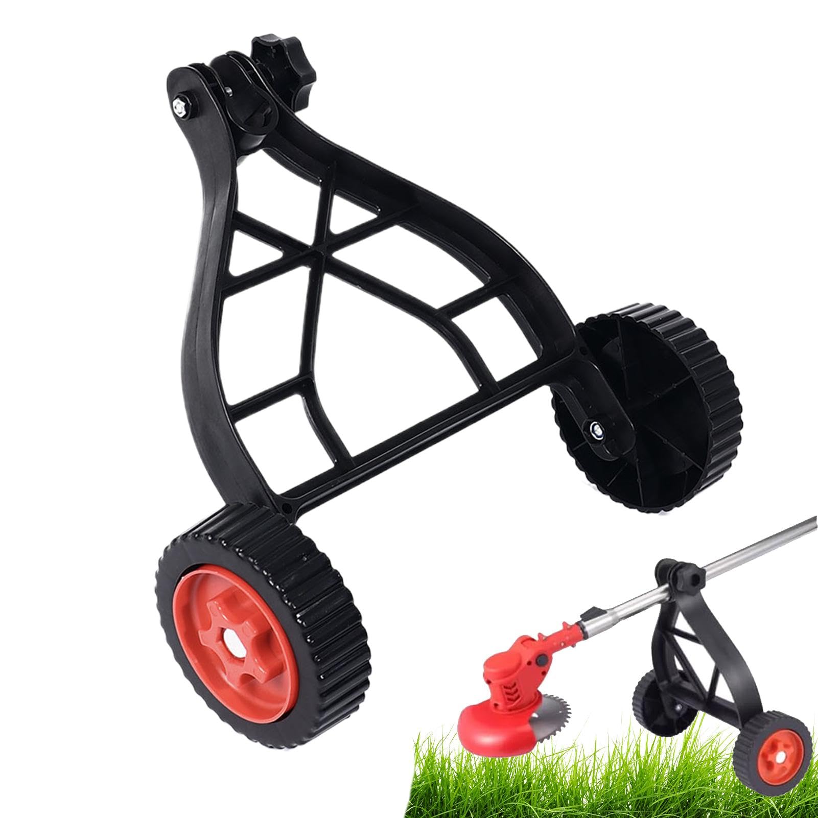 String Trimmer Support Wheels, Auxiliary Wheels Lawnmower Wheel, Brush Cutter Wheel Mower Attachment, Adjustable Grass Cutter Holder, Lawn Mower Accessories, Easy To Use, Portable for Brush Cutters von Hjatirace