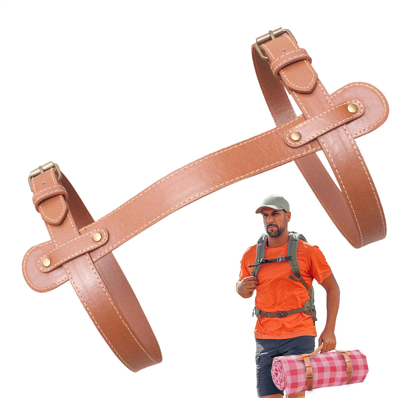 Verstellbarer Reise Teppichträger, PU -Leder -Picknickdecke Traggurt Leder, Cowboy -Bettbrötchen -Traggürtel, 26.77x12.6x1,57 Zoll, einfach zu bedienen, tragbar für Outdoor -Picknicks von Hjatirace