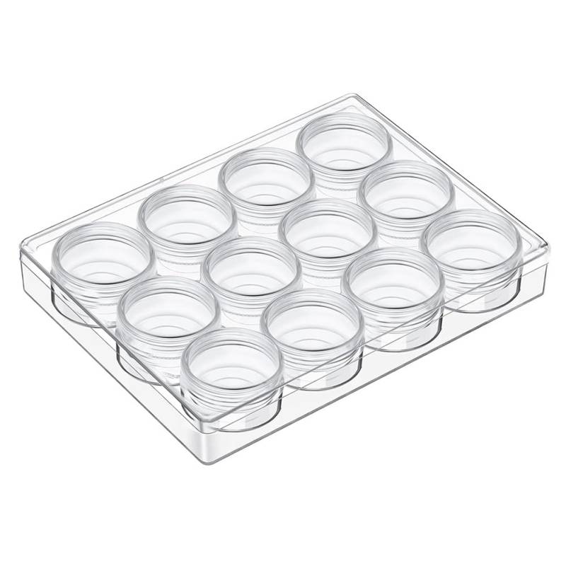 Hlxnyami Durchsichtiger Perlen-Organizer, Aufbewahrungsbehälter-Set mit 12 Boxen (4,8 X 3,8 X 3,8 cm) von Hlxnyami