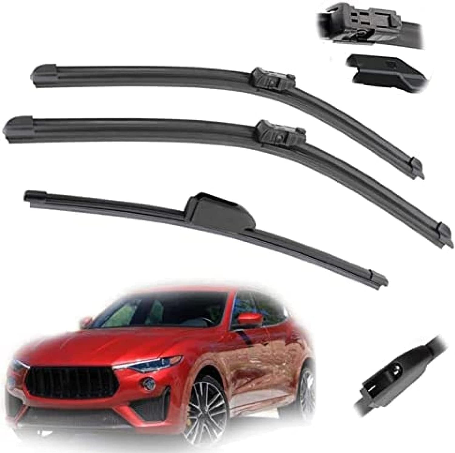 Auto Scheibenwischer FüR-Maserati Levante 2016 2017 2018 2019 2020, NatüRlichen Gummi Zerlegbar Zuschneidbare Ersatz Leiser Machen WischerzubehöR von HoLiv