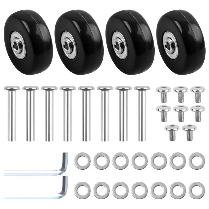 4 Stück Kofferrollen Ersatzrollen, 50 * 18 mm Ersatz Rollen für Koffer Ersatzrollen, Ersatz Gepäck Koffer Ersatzräder, Gummi Ersatz Wheels für Gepäck, Trolley, Rollschuh, Inline-Skates, Sitz von HoaaiGo