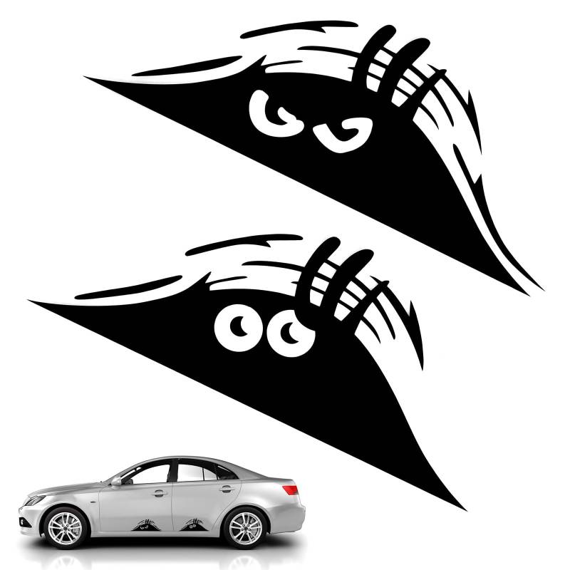 2 Stück 3D Peeking Monster Aufkleber Sticker Car Decals Peeking Monster Scary Eyes Autoaufkleber Wasserdichter Autoaufkleber Smile and Anger Car Stickers Geeignet für Karosserie, Autofenster von HoaaiGo