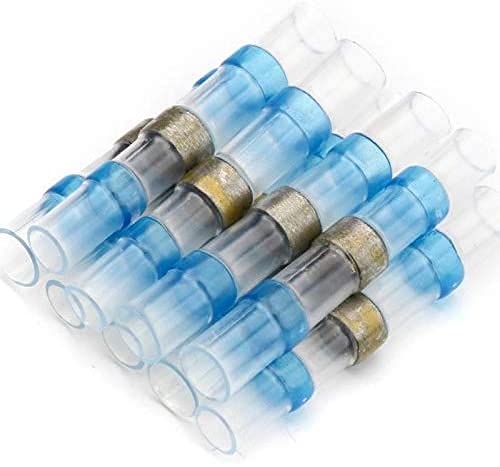 Lötverbinder Schrumpfverbinder Stossverbinder Kabelverbinder Blau Ø 5 mm für Kabelquerschnitt 1,5-2,5 mm² Menge 10, 25, 50, 75 oder 100 Stück (10) von HobbyPower24