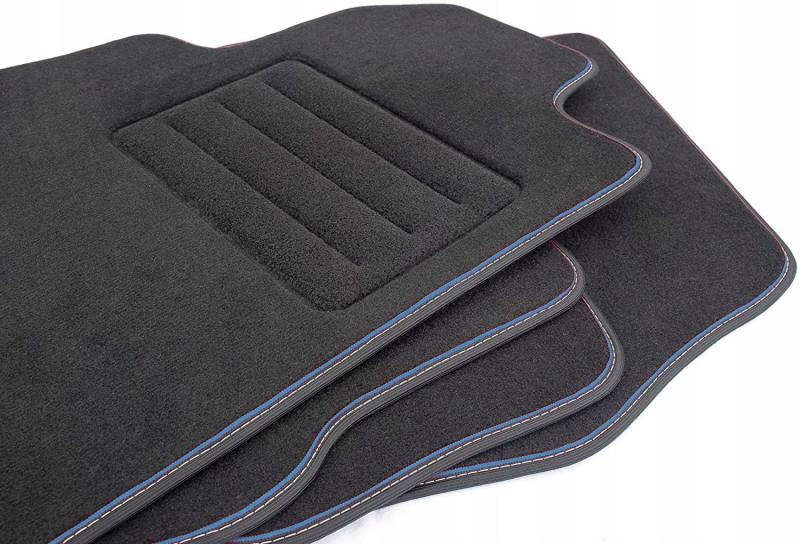 Velour Floor Mats Set für Ford TOURNEO Connect II 4-teilig - Premium BLAU Besatz von Hobbycar