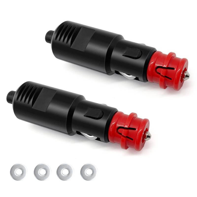 2 x 12 V Zigarettenanzünder-Adapter mit Sicherung 8 A, Zigarettenanzünder, Stecker mit Mutter aus Kunststoff und 4 Schrauben für PKW Motorrad, 2 Stück von Hoembpn