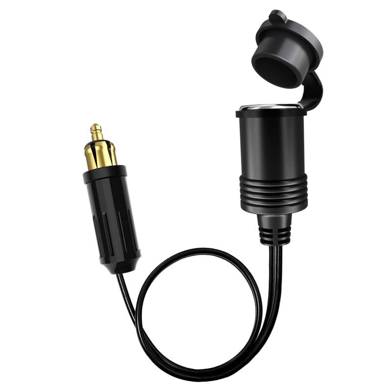 Hoembpn Europäischer Standard DIN Stecker auf Zigarettenanzünder Adapter Buchse Verlängerungskabel, mit wasserdichter Kappe, geeignet für 12-24V Motorrad（30cm） von Hoembpn