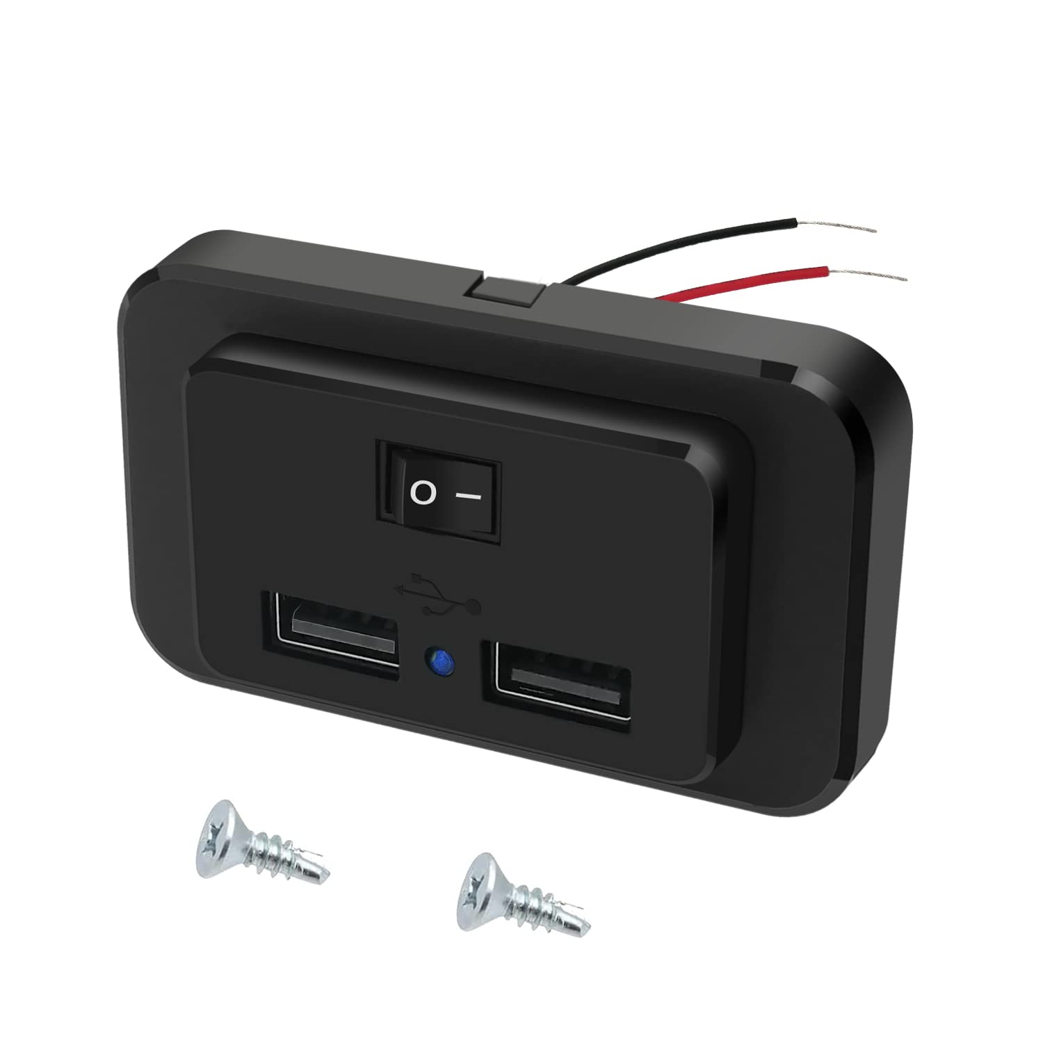 4,8A Dual USB Auto Ladegerät Steckdose mit Schalter und LED, 12V/24V USB Ladebuchse Panel für Wohnmobil SUV LKW Boot von Hoembpn