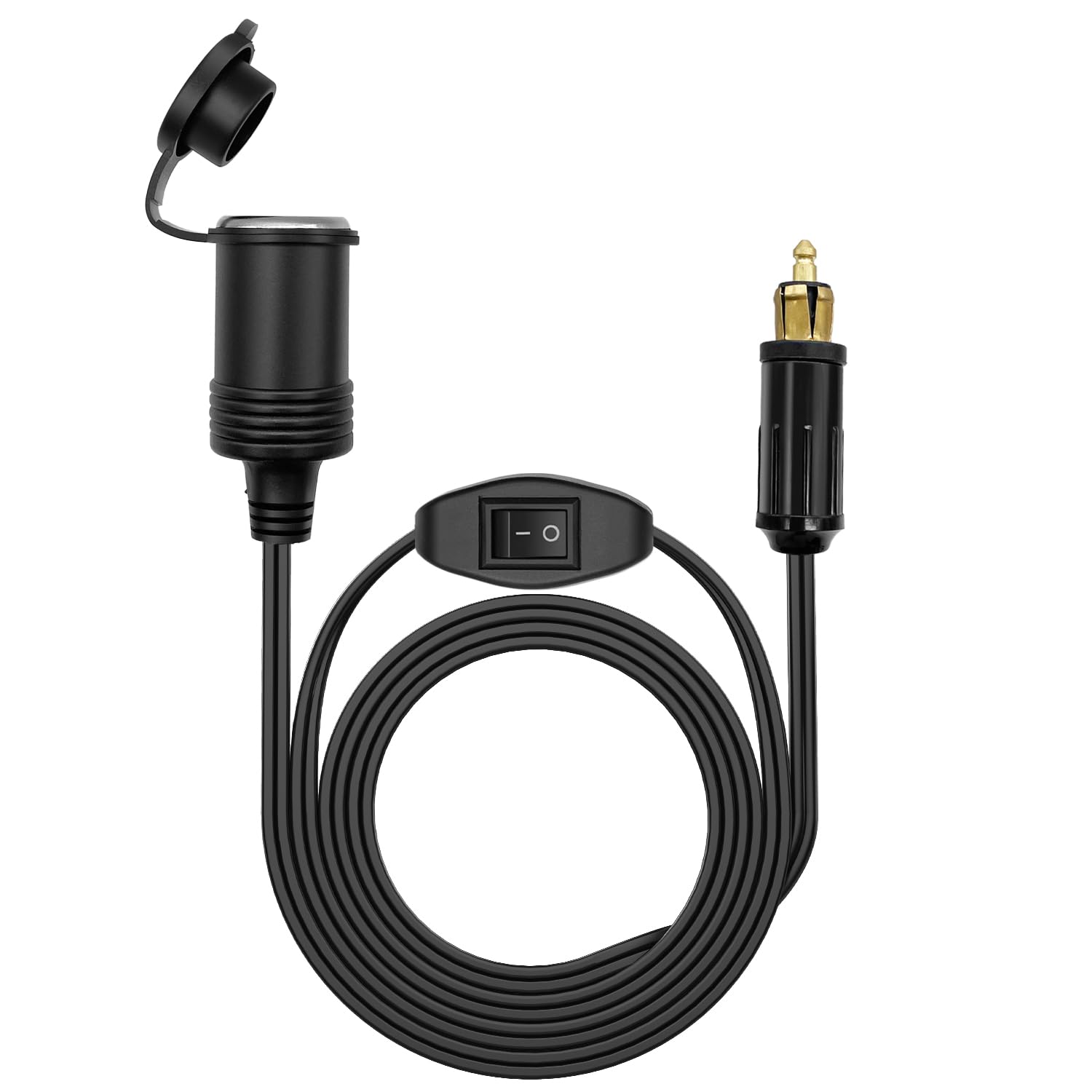 Hoembpn 90CM Europäischer DIN Hella Stecker auf Standard Zigarettenanzünder Buchse Adapter Verlängerungskabel mit ON/OFF Schalter Wasserdicht 12V/24V für BMW Motorrad Wohnwagen Wohnmobil Auto von Hoembpn