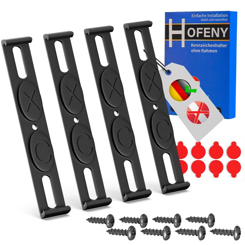 Hofeny Kennzeichenhalter Unsichtbarer Rahmenlos Nummernschildhalter für jedes Auto, Kennzeichenhalterung Set für 2 Kennzeichen, Kennzeichentafeln 110mm Kennzeichenrahmen, 3D /Österreich UNGEEIGNET von Hofeny