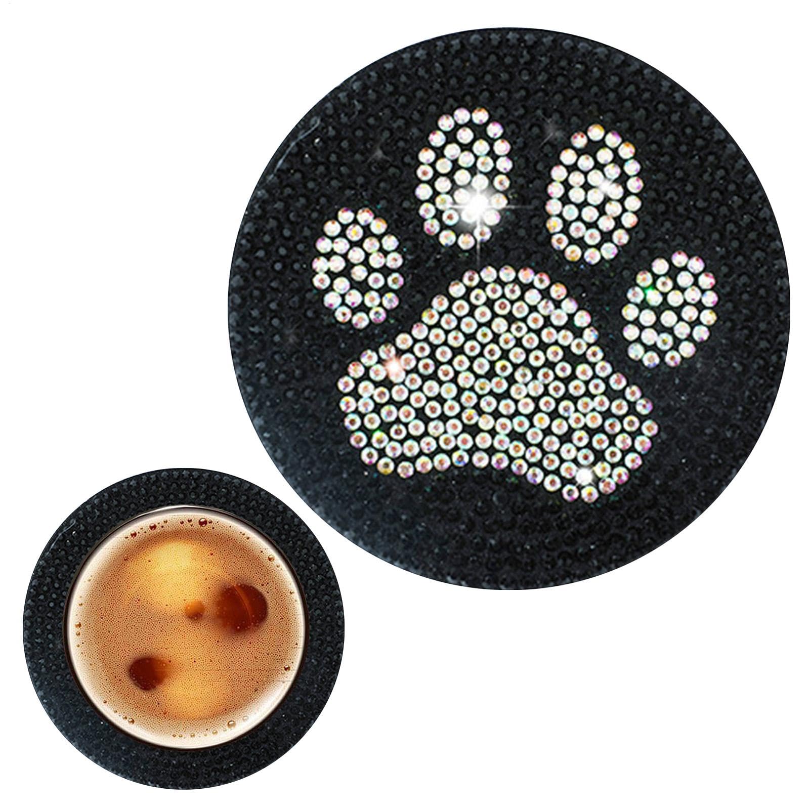 Hogvinnatil Bling Cup Halterauto, Strassauto Untersetzer,PVC Car Coasters Haltereinsatz Tassenmatten | Black Bling Pushion Cupholderauto Innenzubehör Matten für Zuhause, Büros und Küche von Hogvinnatil