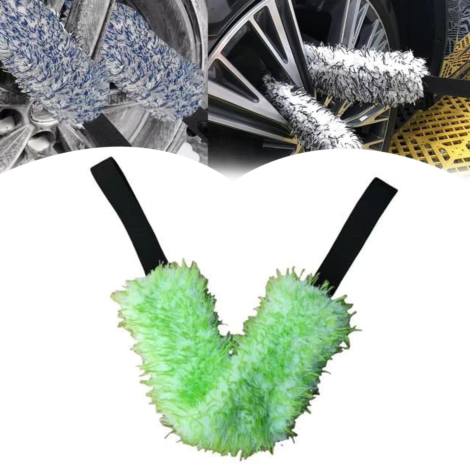 Microfiber Multi-Use Cleaning Tool, Crevice Cleaning Brush, Wheel Cleaning Brush, Car Cleaning Brush Tire Brush, Quick and Easy Car Cleaning Tool (Green) von Hohny