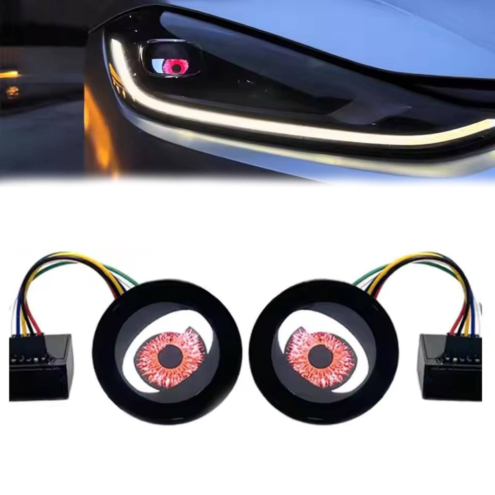 Third Generation Dynamic Big Eye Lights, Devil Eyes Light for Cars, Devil Eye Demon Evil Eyes Headlight, Dynamic Big Eye Lights on Fog Lights, Adjust Led Dynamic Devil Eye Car (2Pcs) von Hohny