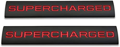 2 STK. Metall Supercharged Auto Emblem Car Logo Premium Auto Badge Rear Trunk Sticker für Land Rover(Black Red) von HolaDemo