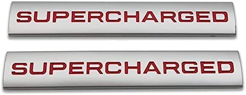 2 STK. Metall Supercharged Auto Emblem Car Logo Premium Auto Badge Rear Trunk Sticker für Land Rover(Silver&Red) von HolaDemo