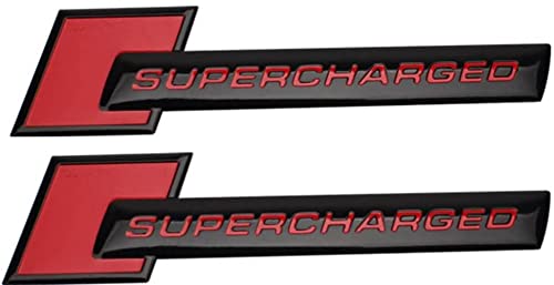 2 STK. Supercharged Metall Fahrzeug Logo Auto Abzeichen Premium Auto Award-Aufkleber Seite der Schlammabdeckung für Landrover(Black-red) von HolaDemo