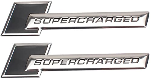 2 STK. Supercharged Metall Fahrzeug Logo Auto Abzeichen Premium Auto Award-Aufkleber Seite der Schlammabdeckung für Landrover(Chrome-Black) von HolaDemo