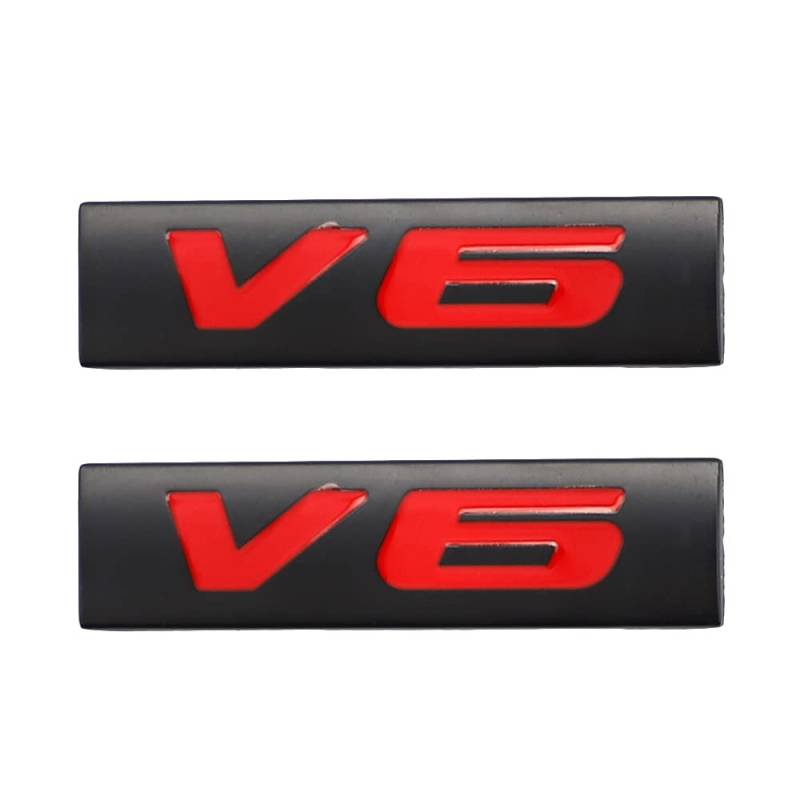 2 STK. V6 Auto Emblem 3D Metall Kennzeichen AutoHinterseite Vorderück AusschubStabschachtel Allgemein(Black) von HolaDemo