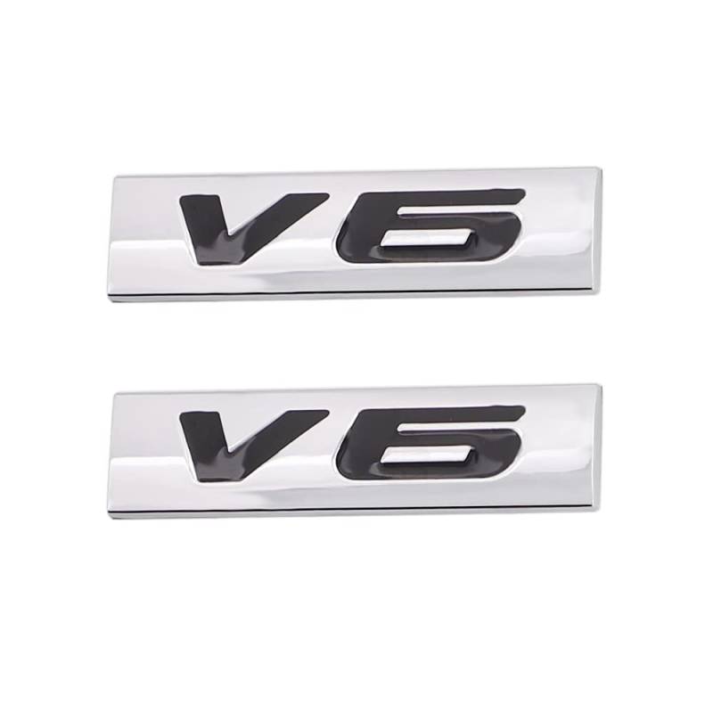 2 STK. V6 Auto Emblem 3D Metall Kennzeichen AutoHinterseite Vorderück AusschubStabschachtel Allgemein(Silver Black) von HolaDemo