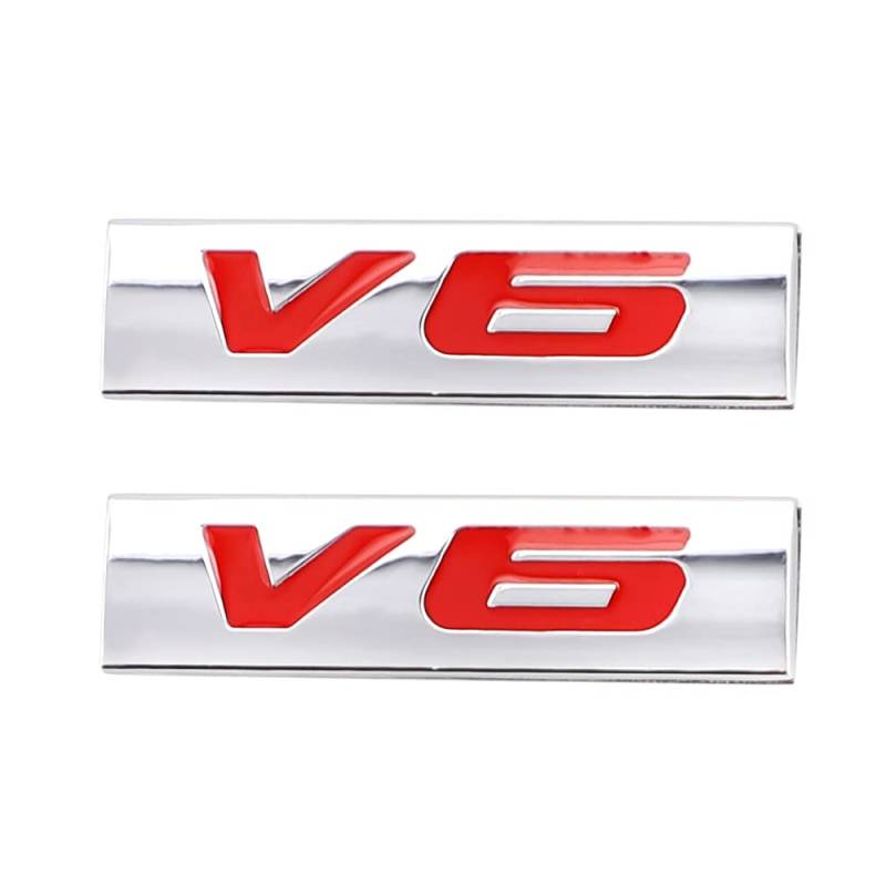 2 STK. V6 Auto Emblem 3D Metall Kennzeichen AutoHinterseite Vorderück AusschubStabschachtel Allgemein(Silver Red) von HolaDemo