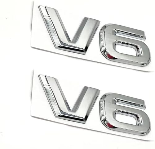 2 STK. V6 Auto Emblem Aufkleber Autos 3D-Logo ZinkLegierung Markenwagen Logo Aufkleber für Tacoma ersetzt(Silver) von HolaDemo