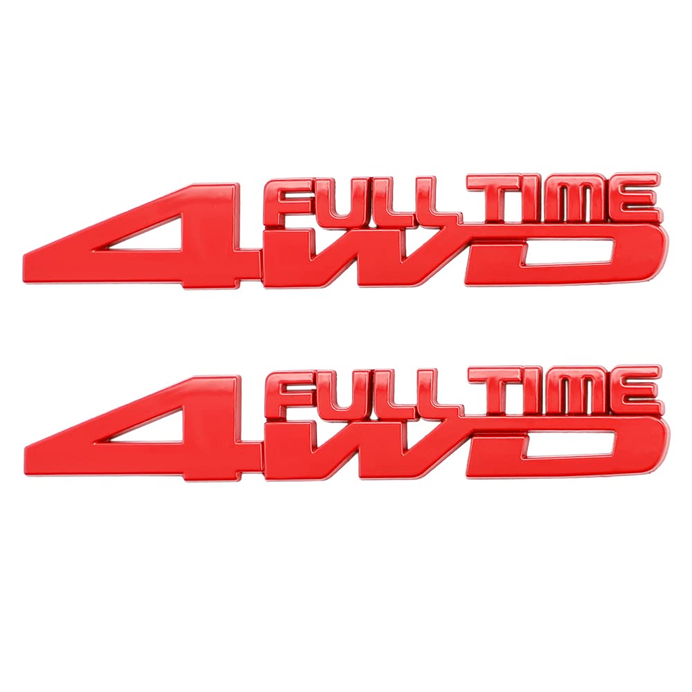 2 Stücke 4WD Full TIME Emblem 3D Metall Aufkleber Schlammabdeckung Badge Outroad für GMC Chevrolet SUV Auto Truck(Rot) von HolaDemo