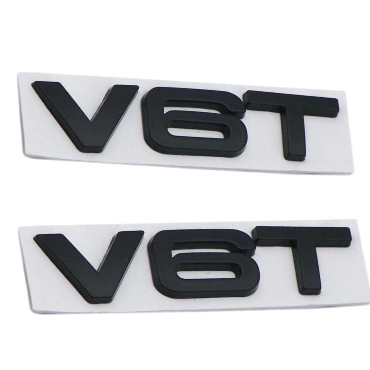 2 pcs New 3D zinc Allov Glossy V6T Emblems Badge car for Hood Truck Door Side Fender Rear Trunk Emblem Badges Decoration Sticker (Black) von HolaDemo