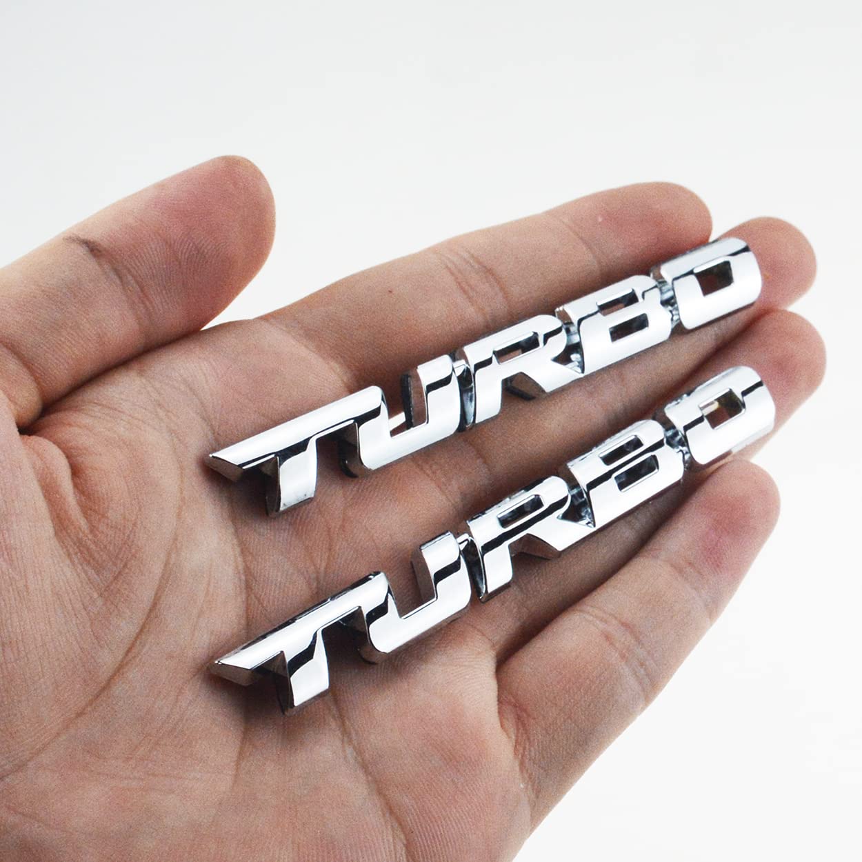 2X 3D Turbo Emblem Auto Seite Schild hinten Abzeichen Auszeichen aus Legierung Aufkleber für alle Autos Truck SUV(Chrome) von HolaDemo