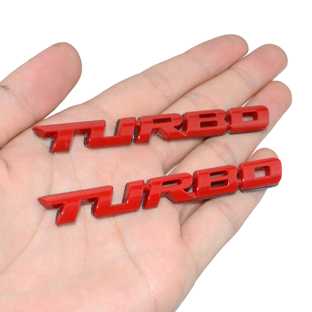 2X 3D Turbo Emblem Auto Seite Schild hinten Abzeichen Auszeichen aus Legierung Aufkleber für alle Autos Truck SUV(Red) von HolaDemo