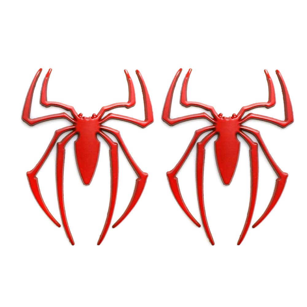 2pcs 3D Spinne Spider Auto Emblem Car 3D Logo Metal Chrome Spider Badges Sticker (Rot) von HolaDemo