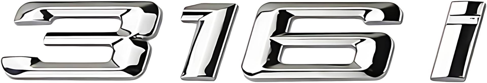 316i Auto Emblem Decal Car Nummer hinter Buchstaben Aufkleber Zinkung Badge 3D Metal Stil passt für BMW 316i Car Model Silber von HolaDemo