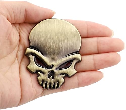 Devil Skull Auto Emblem Teufel Kopf Persönlichkeit Metall Aufkleber Auto Seite hinten Vorderück Motorrad(Bronze) von HolaDemo