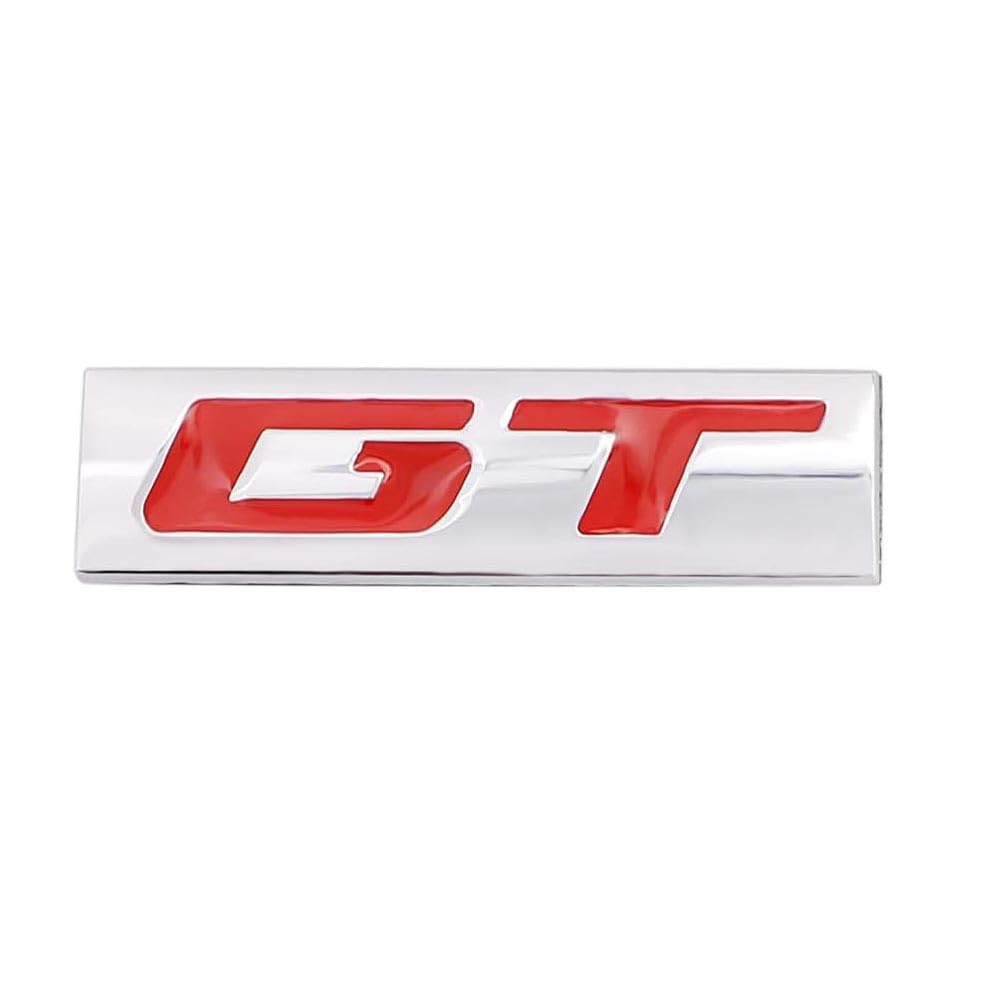 GT Auto Emblem Abzeichen 3D Metall Einschild Aufkleber Badge Heckenauf der Vorderseite für Ford Mustang(Silber Rot) von HolaDemo