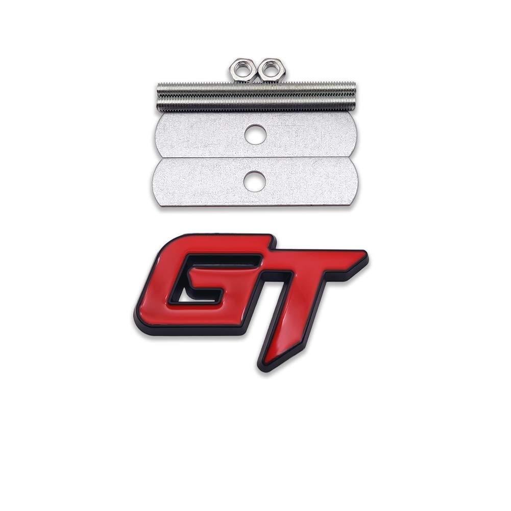 GT Kühlergrill Emblem Auf Grill Schrauben Schriftzug Auto Emblem Logo Auto Front Gitter Abzeichen 3D Grand Touring Car Gitter-Abzeichen(Black&Red) von HolaDemo